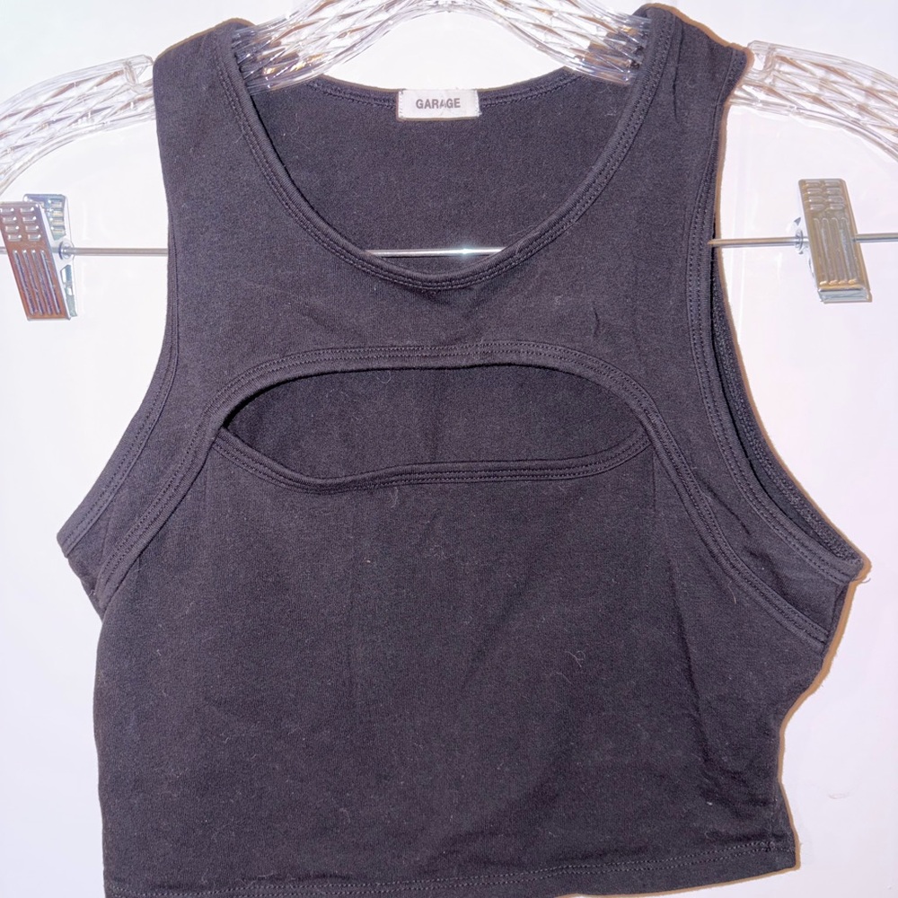 Garage Black Cutout Crop Top